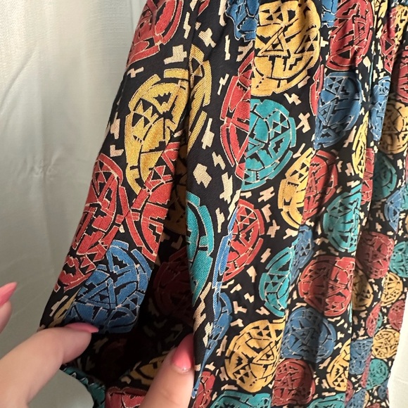 VINTAGE Flowy Midi Skirt Pockets Elastic Waist Large - Picture 7 of 8